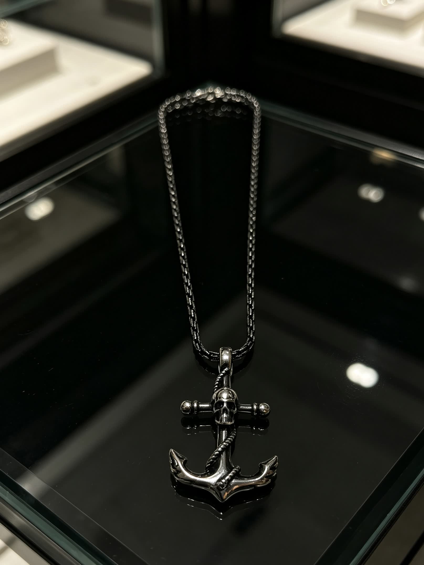 Chrome Hearts Silver Anchor Pendant Necklace